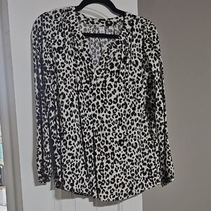 Old Navy Black and White Animal Print Blouse